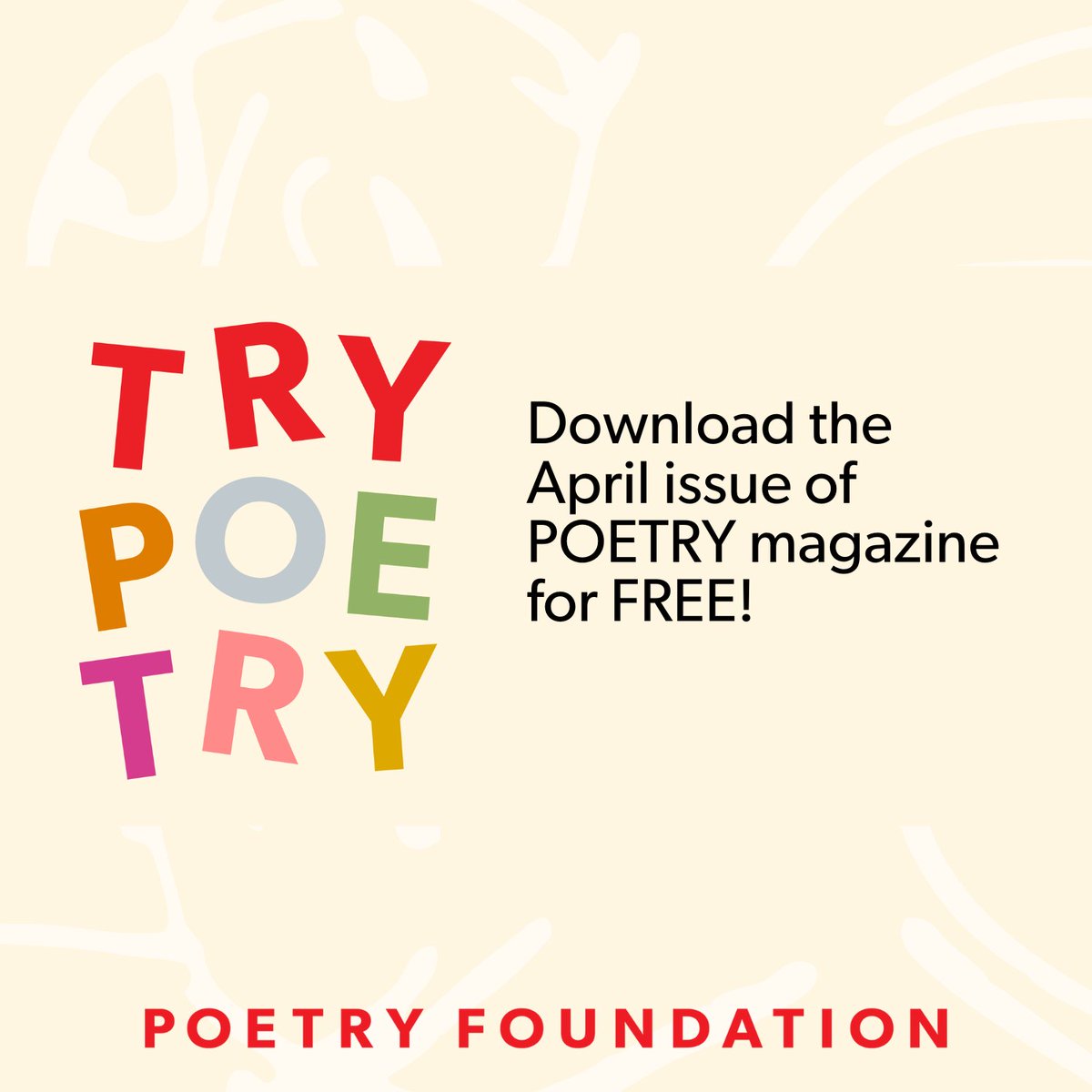 Poetry Month isn't over yet! 💐 Have you downloaded your FREE April 2024 issue of @PoetryMagazine? Learn how and explore the special events and offers we have going on through the rest of April. bit.ly/3VKKDix