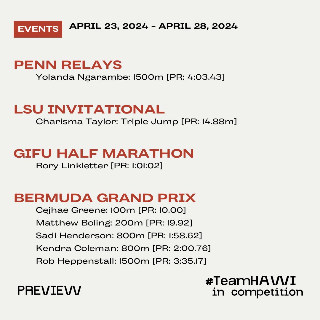 Drake Relays on deck this weekend where Ryan Adams will be competing in the Men’s 1500m. Full #TeamHAWI preview included.

📸: Kevin Morris