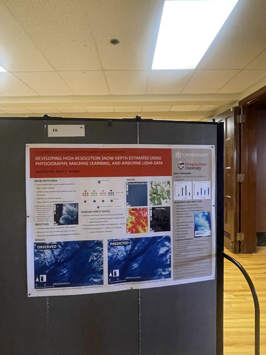 Cryosight_osu's tweet photo. While attending WSC, stop by poster booths 16, 17, and 12 to chat about machine learning, data assimilation, and user-informed snowpack measurement with Baird Quinn, Bareera Mirza, and Hannah Steel respectively.❄️🛰️🏔️
#WSCSpotlight #Snowscience @OSUCEOAS #NASA https://t.co/kAPj3pwkeD