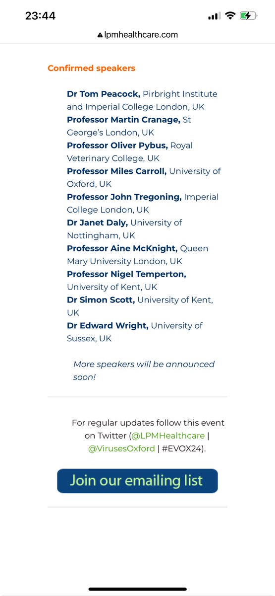 Professor Nigel Temperton 👨🎓🎧🇪🇺 (@njtemperton) on Twitter photo Join us on 4th Sept 2024 for Emerging Viruses Oxford symposium <a href="/LPMHealthcare/">LPMHealthcare</a> <a href="/VirusesOxford/">OneHealth - Virology at Oxford</a> #EVOX24. Send in your abstracts for offered talks and posters. More speakers will be announced soon. Join us on 4th Sept 2024 for Emerging Viruses Oxford symposium <a href="/LPMHealthcare/">LPMHealthcare</a> <a href="/VirusesOxford/">OneHealth - Virology at Oxford</a> #EVOX24. Send in your abstracts for offered talks and posters. More speakers will be announced soon.