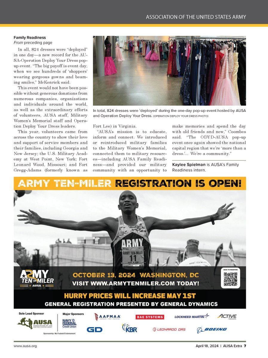 CONGRATS to Operation Deploy Your Dress (ODYD) & AUSA Family Readiness for breaking an ODYD Pop Up event record - 824 DRESSES DEPLOYED!! MWM was grateful to be included in this special event that gives back to our military community. Article courtesy of AUSAorg & AUSAfamily
