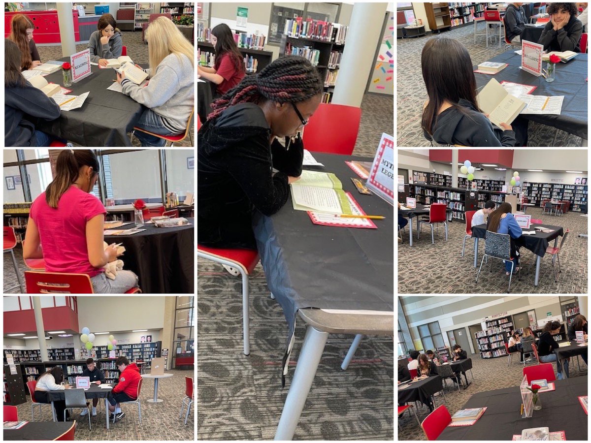 Ms. Jennifer Silva and Ms. Noel Hadnott (English I Teachers) brought their classes to the library on Monday to experience a Book Tasting! Thank you to Mrs. Barrientos (librarian) for opening up the space for our students to explore new books. Love the student engagement this