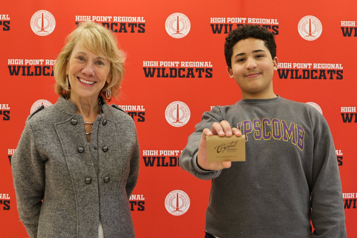 Congrats to Justin for earning a $100 resort gift card and Thanks to <a href="/CrystalSprings/">Crystal Springs Resort</a> for providing our <a href="/HPRwildcats/">High Point Regional High School</a> Ss with the opportunity to share their marketing ideas!  We appreciate you as a great #community #sussexcounty partner!  #newjersey #explorecrystal <a href="/1SussexCoNJDOE/">Sussex County NJDOE</a>