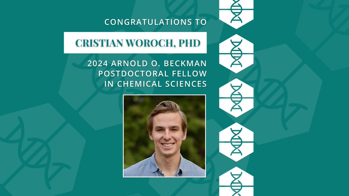 Congratulations to 2024 Arnold O. Beckman Postdoctoral Fellow in Chemical Sciences, Cristian Woroch, PhD! @ucberkeley ow.ly/ZTB750Rmoyv 
#aobpostdoc #beckmanfoundation #awardees #fellows #grants #support #chemicalsciences #chemtwitter
