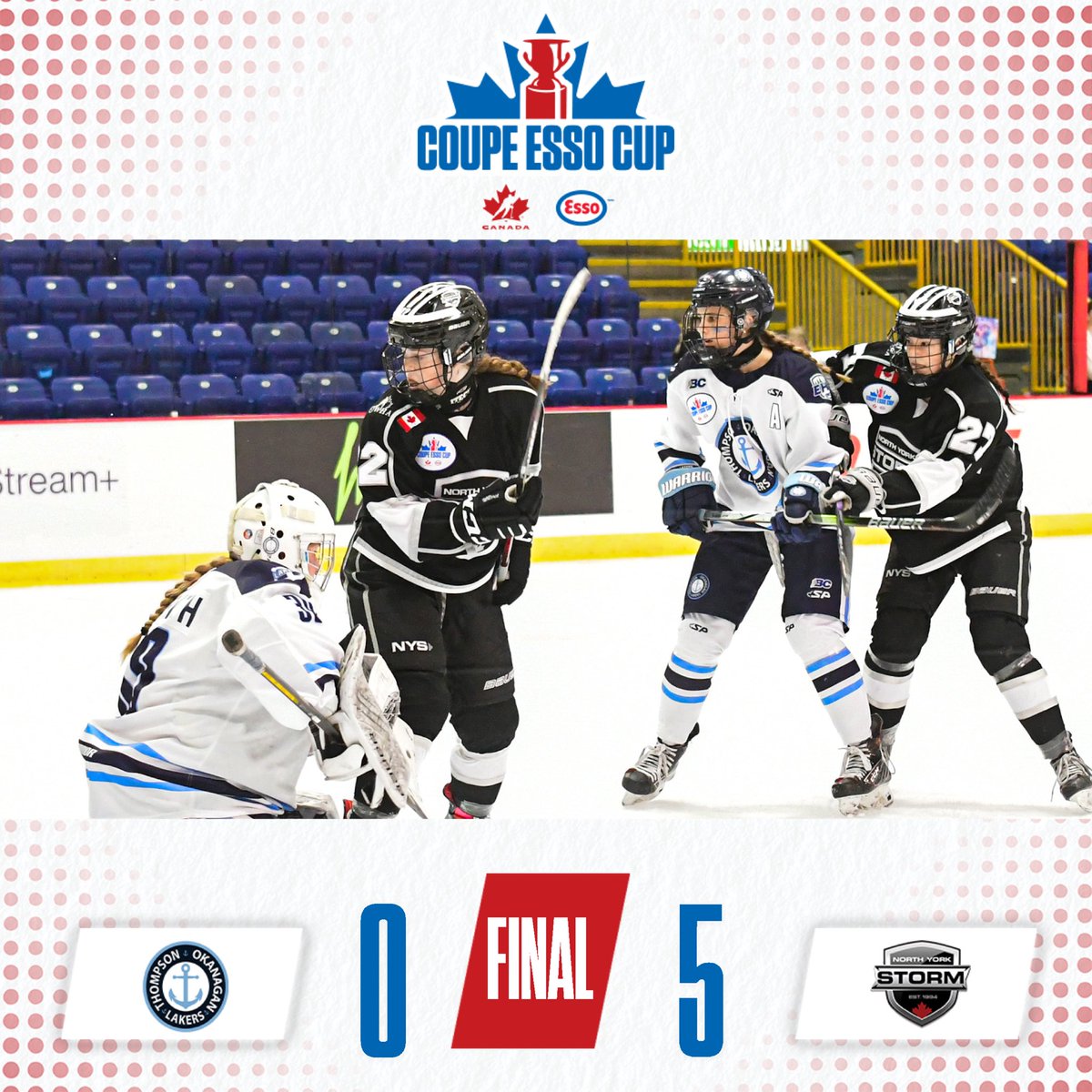 GAME OVER! Brigitte Armatys makes 25 saves as the @nyshockey shut out the @tolakers_aaa.   MATCH FINI! Brigitte Armatys fait 25 arrêts, et le @nyshockey blanchit les @tolakers_aaa.   📊 hc.hockey/EssoStats2408 📊 hc.hockey/StatsEsso2408   #EssoCup | #CoupeEsso | @ImperialOil
