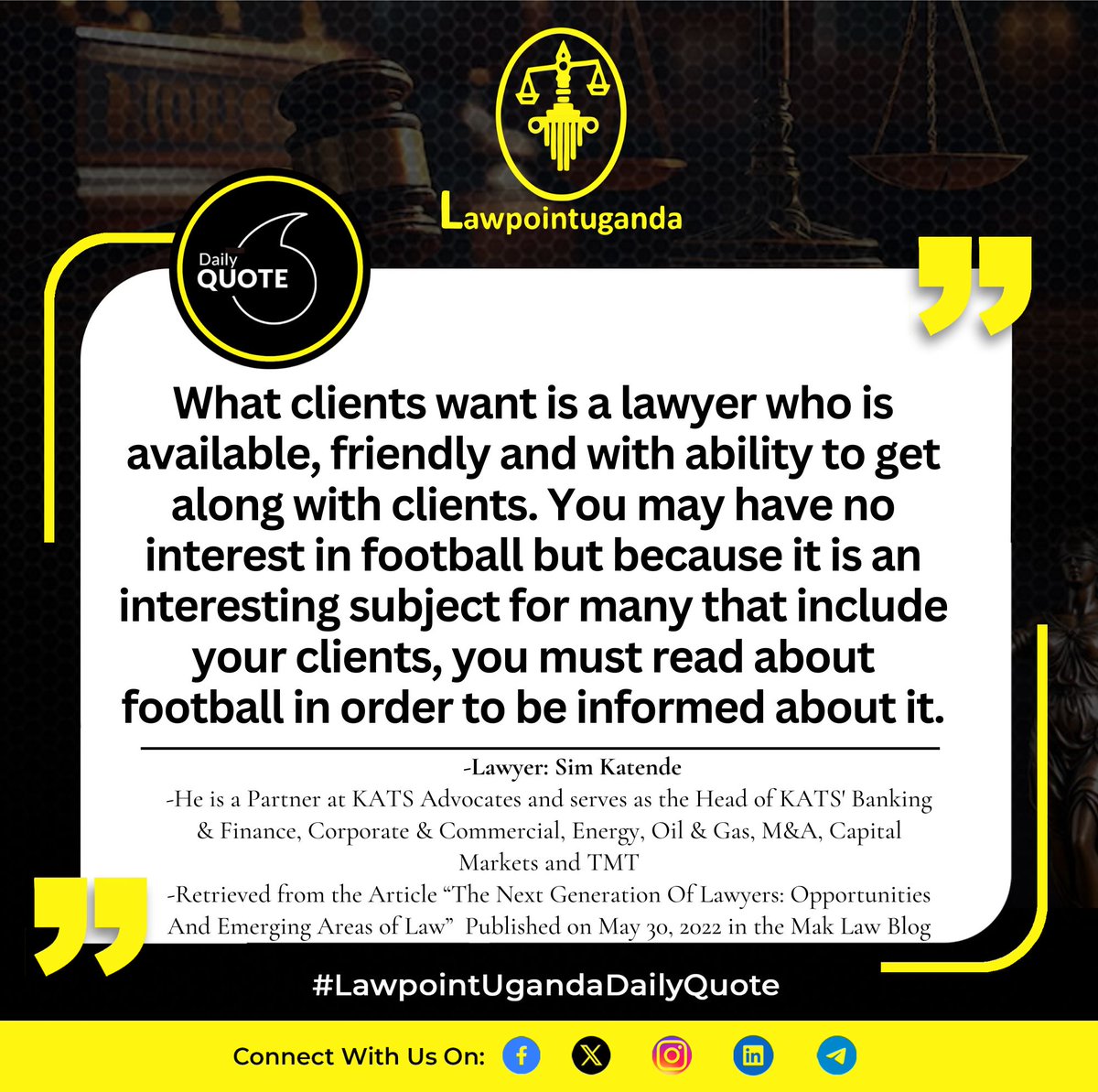 #LawpointUgandaDailyQuote by Sim Katende