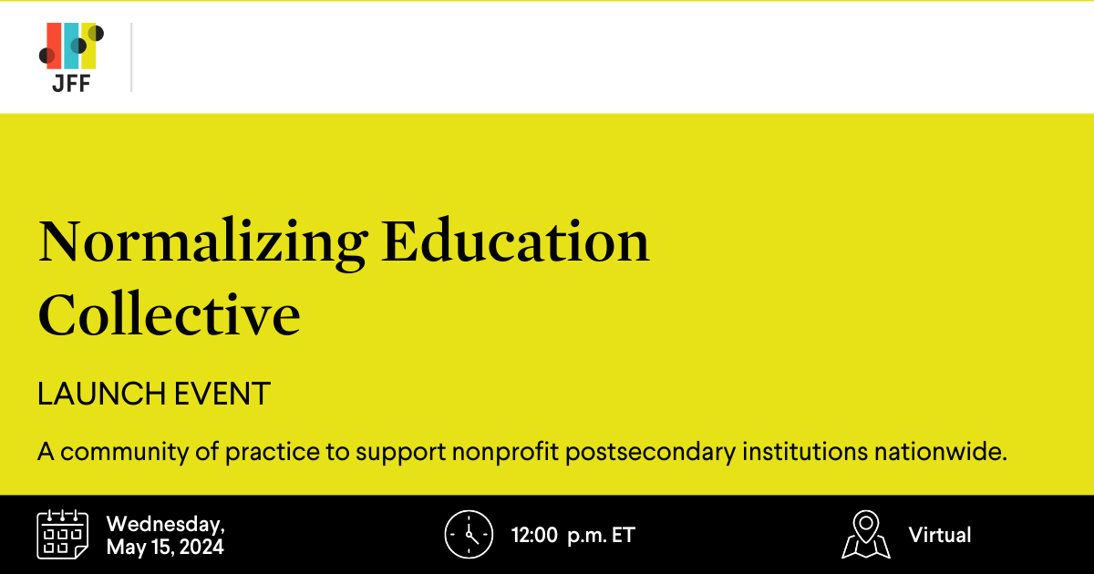 📆 SAVE THE DATE! We're excited to launch the Normalizing Education Collective, a community of practice designed to support postsecondary institutions build or expand postsecondary pathways in prison. Interested in joining The Collective? Let us know! jfflink.org/3w6WLjq