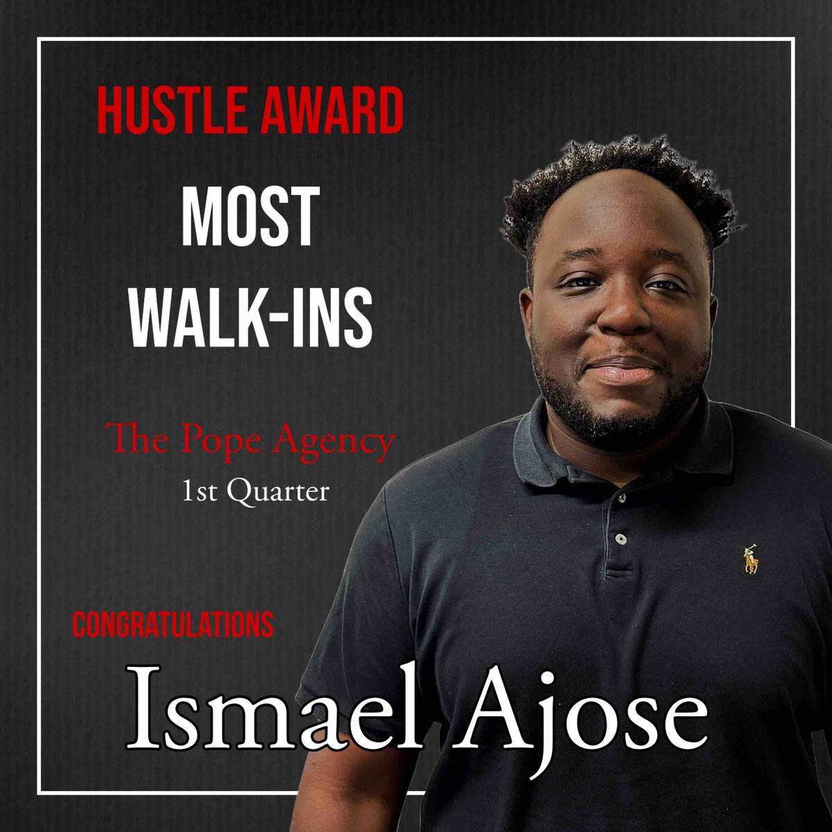 GLpopeagency's tweet photo. Congratulations to our 1st Quarter Hustle Award winners: 

SA Jaslyn Kwayu with the hat trick Top Closer, Presenter &amp; Appointment Setter!🧢🧢🧢

SA Ish Ajose gathered the Most Walk-Ins!!🚶🏽🚶🏽

“The harder we work, the luckier we get.”🔥🔥 https://t.co/stz5SWSTOd