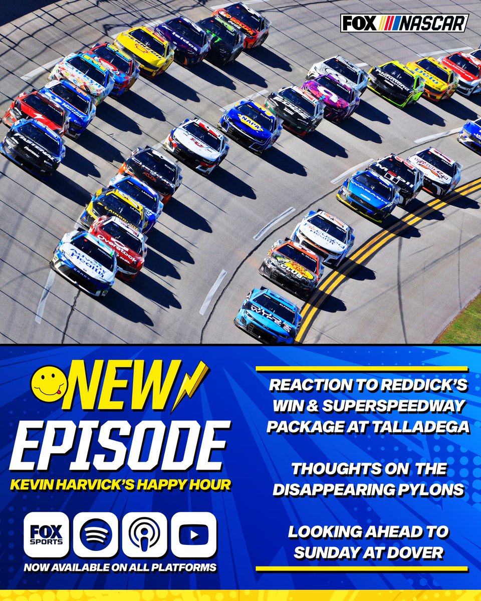 🚨NEW EPISODE🚨 @KevinHarvick's Happy Hour presented by @NASCARonFOX! 🏁 Talladega reaction 🏁 Pylon thoughts 🏁 Look ahead to Dover 🏁 And much more! New episode ➡️ link.chtbl.com/CgtlDJUZ
