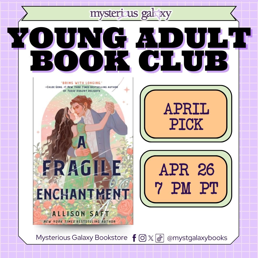 ✨ On Friday, April 26th, at 7 pm PT, join us IN STORE for our Young Adult book club, reading A FRAGILE ENCHANTMENT by Allison Saft! For more information regarding this event, please visit the link in our bio! buff.ly/3itEhP7