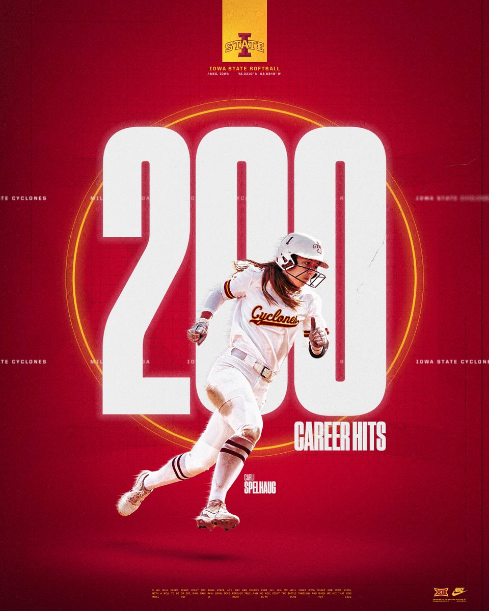 𝗔𝗻𝗼𝘁𝗵𝗲𝗿 𝗢𝗻𝗲 😎

<a href="/spelhaug_carli/">Carli Spelhaug</a> becomes the sixth Cyclone in school history to earn 200 hits in their career. She joins teammate <a href="/milaysiacorrynn/">Milaysia Ochoa</a> who did so over the weekend.

🌪️🥎🌪️