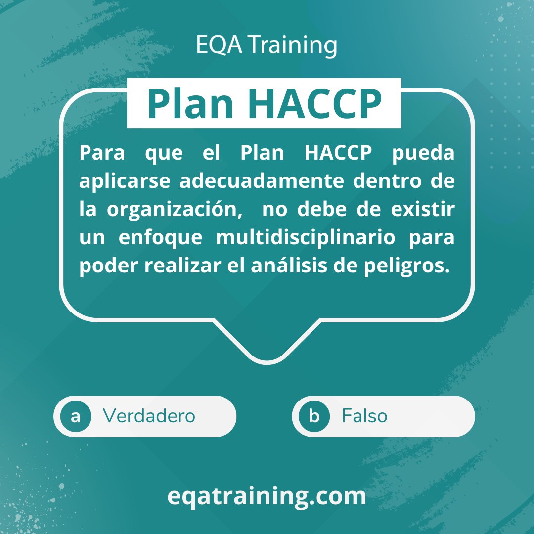 Elige cuál de estas afirmaciones es falsa, te leemos. 
Con HACCP tus alimentos se mantienen inocuos bajo el control de inocuidad desde la materia prima hasta tu plato. Considera implementarlo, nosotros te dejamos aquí más información: eqatraining.com
#HACCP #ISO22000 #eqa