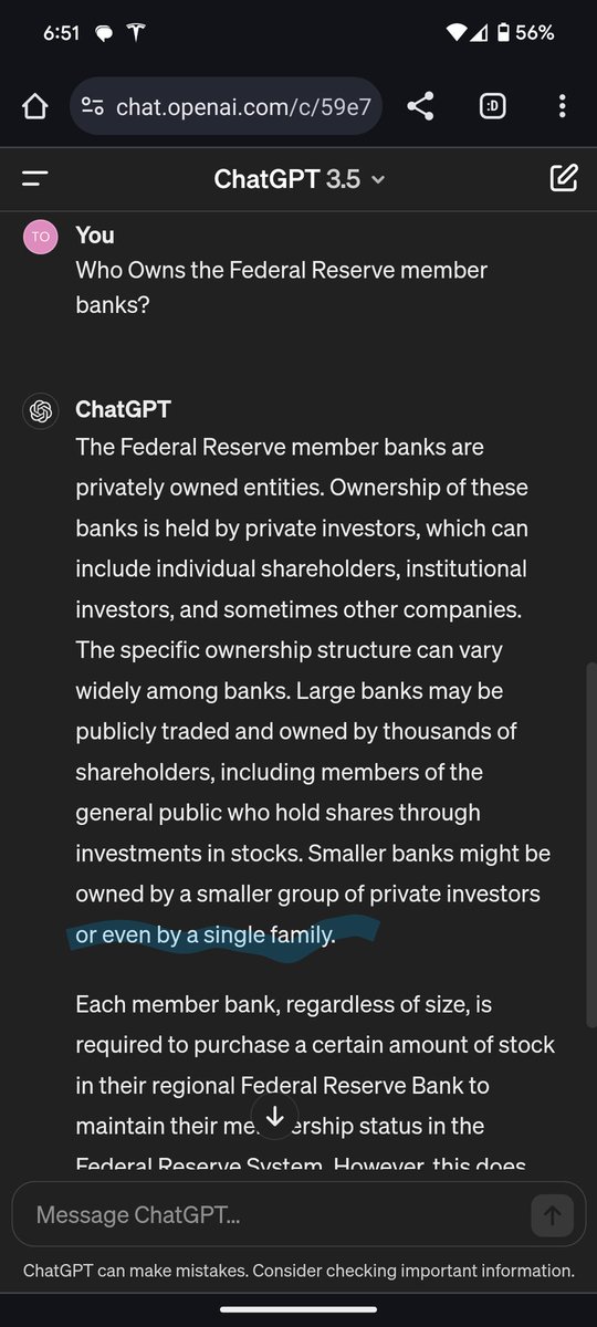 ChatGPT: Who owns the United States of America Federal Reserve member Banks?