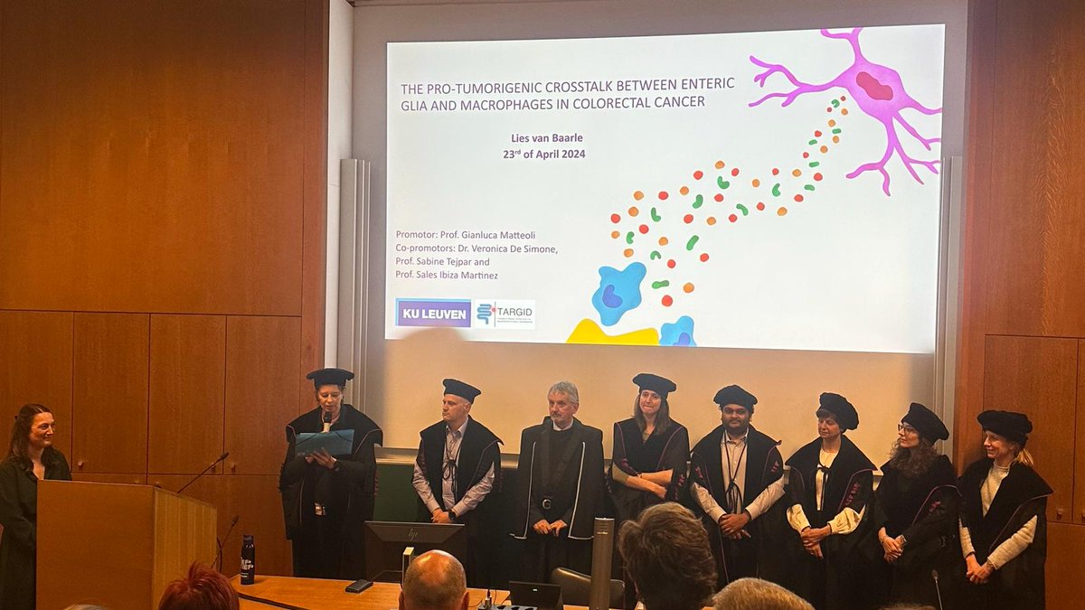 🎉 Huge congratulations to @LiesvanBaarle on successfully completing her PhD on the crucial role of enteric glial cells in colorectal cancer! Here's to many more achievements in your promising career! 🌟 Proud promoter! @TARGID_KULEUVEN