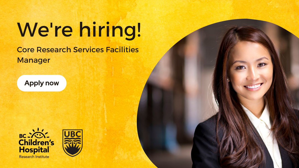 📢 New Job Alert! BCCHR is hiring a Core Research Services Facilities Manager. This position is responsible for managing staff, developing policies, creating business plans, and more! Learn more and apply here: bcchr.info/jobs