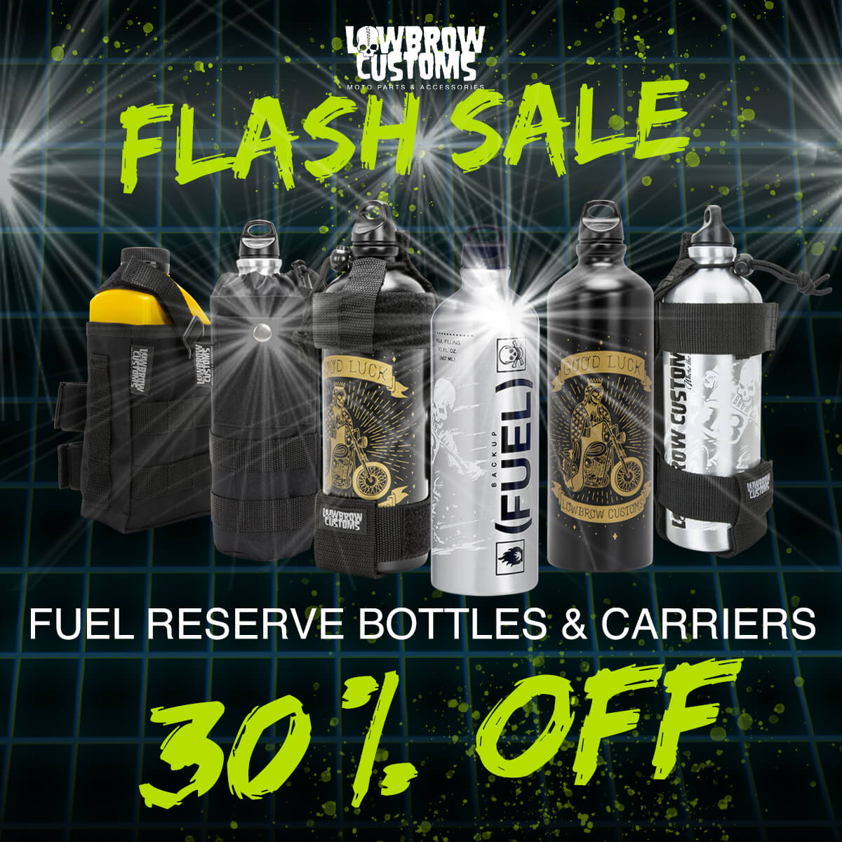 Last chance to get in on the flash sale! Fuel reserve bottles and carriers... there when ya need it most. #lowbrowcustoms #lowbrow #choppershit #choppers #chopshit