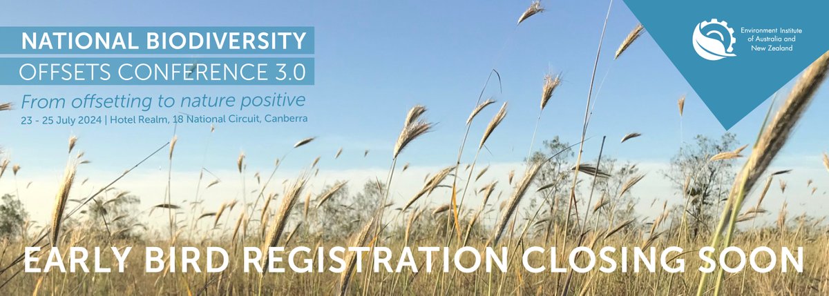 Early bird registrations for the National #BiodiversityOffsets Conference 3.0 close 30 April! Register now to secure the discount 👉 ow.ly/4SbX50RlK0t #NaturePositive

Thank you to our event sponsors  @Niche_Aus, Umwelt, @2rogConsulting & EMM Consulting!