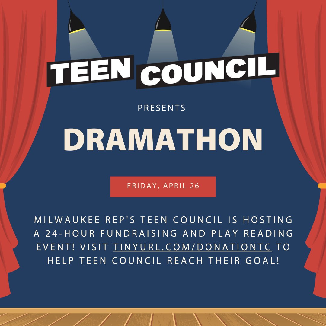 Teen Council's annual Dramathon, a 24-hour play-reading and fundraising extravaganza, is happening on Friday, April 26! Funds raised will support reduced-cost tickets, workshops, advocacy trips for arts funding and much more. Support Teen Council bit.ly/49t5s5a