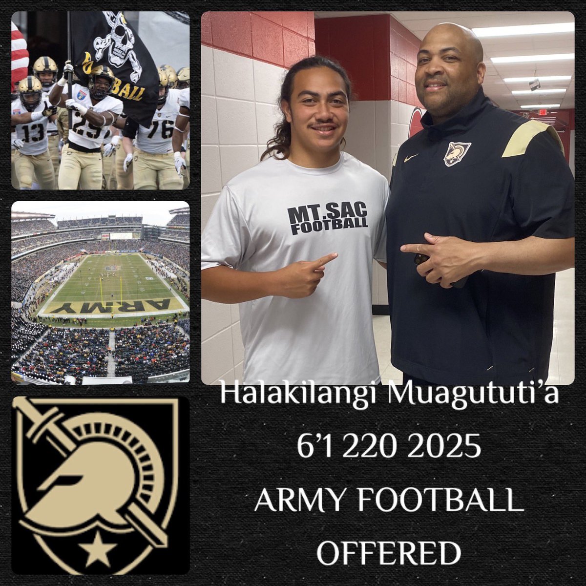 Thank you @cblackshear for coming to see me today. Thank you @CoachJeffMonken and staff @CoachSaturnio @Coach_Yanagzz for offering me a full scholarship to continue my education and play football @ArmyWP_Football .  #GoArmy #BEATnavy