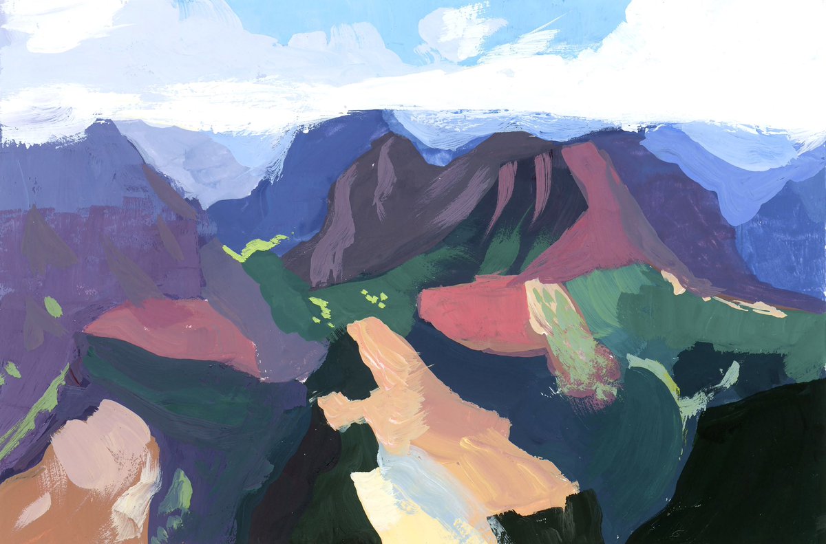 Waimea Canyon. Gouache on watercolor paper.