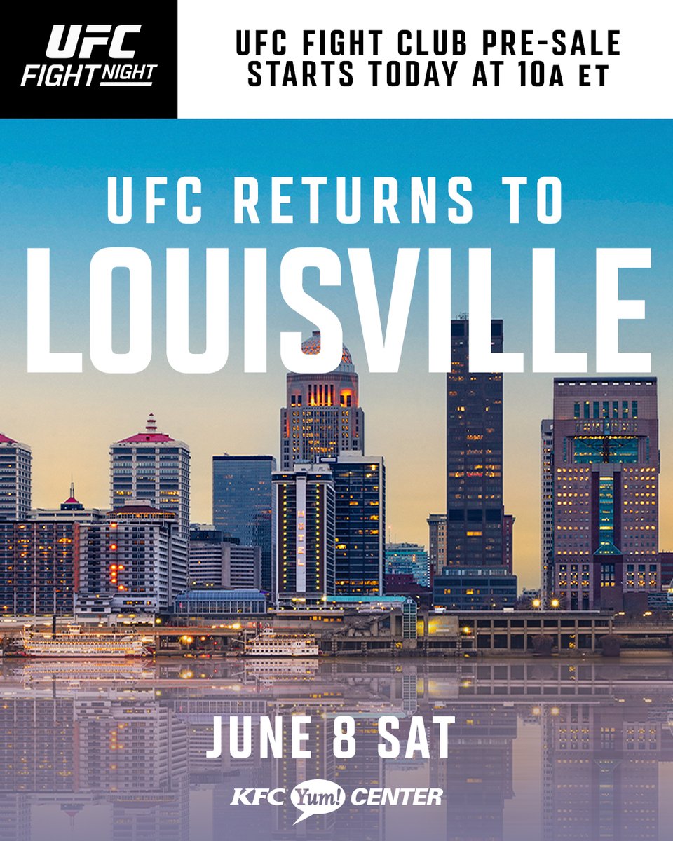 #UFCLouisville Fight Club Pre-Sale is LIVE 🙌

🎟️: UFC.ac/3xRPLrd