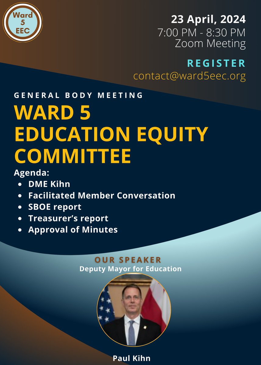 Ward5EEC's tweet image. We are excited and have a lot planned for our meeting tonight at 7pm. We hope to see you all there!
Register in advance for this meeting:
us02web.zoom.us/meeting/regist…
