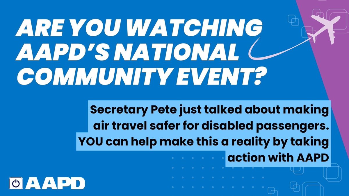 Are you energized by @SecretaryPete 's remarks at #DisabilityCommunity2024 about making air travel more accessible for disabled passengers? You can take action RIGHT NOW to share your story and help DOT write the best rule for our community: aapd.quorum.us/campaign/59992/