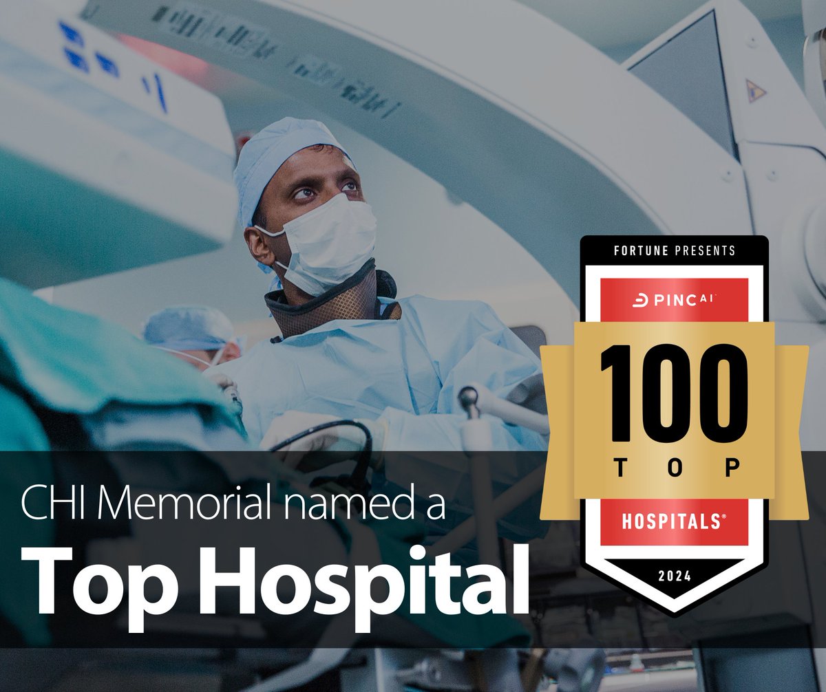 CHI Memorial has been identified as one of the nation’s 100 Top Hospitals® according to an independent quality analysis provided by PINC AITM, the technology and services brand of Premier, Inc., and reported by Fortune. CHI Memorial has made the 100 Top Hospitals list 10 times.