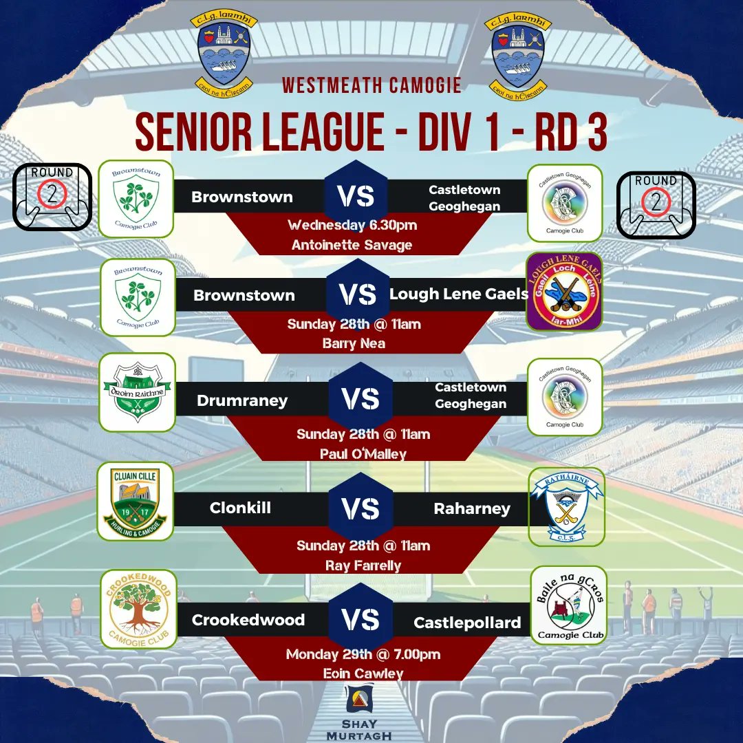 🇶🇦‼️Fixtures Senior League Div1 and Div2 Please see fixtures in images Note that Brownstown v CTG tomorrow is a refixed Round 2 game