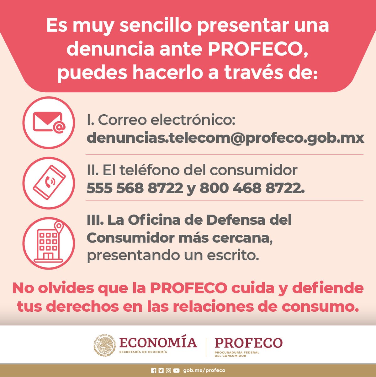 🌐 Si algún proveedor de #Telecomunicaciones está operando de manera irregular en contra de la ley, ¡denuncia! 📢 📧 Correo electrónico: denuncias.telecom@profeco.gob.mx ☎️ Teléfono: 555 568 8722 y 800 4688722 📍 La Oficina de Defensa del Consumidor más cercana.