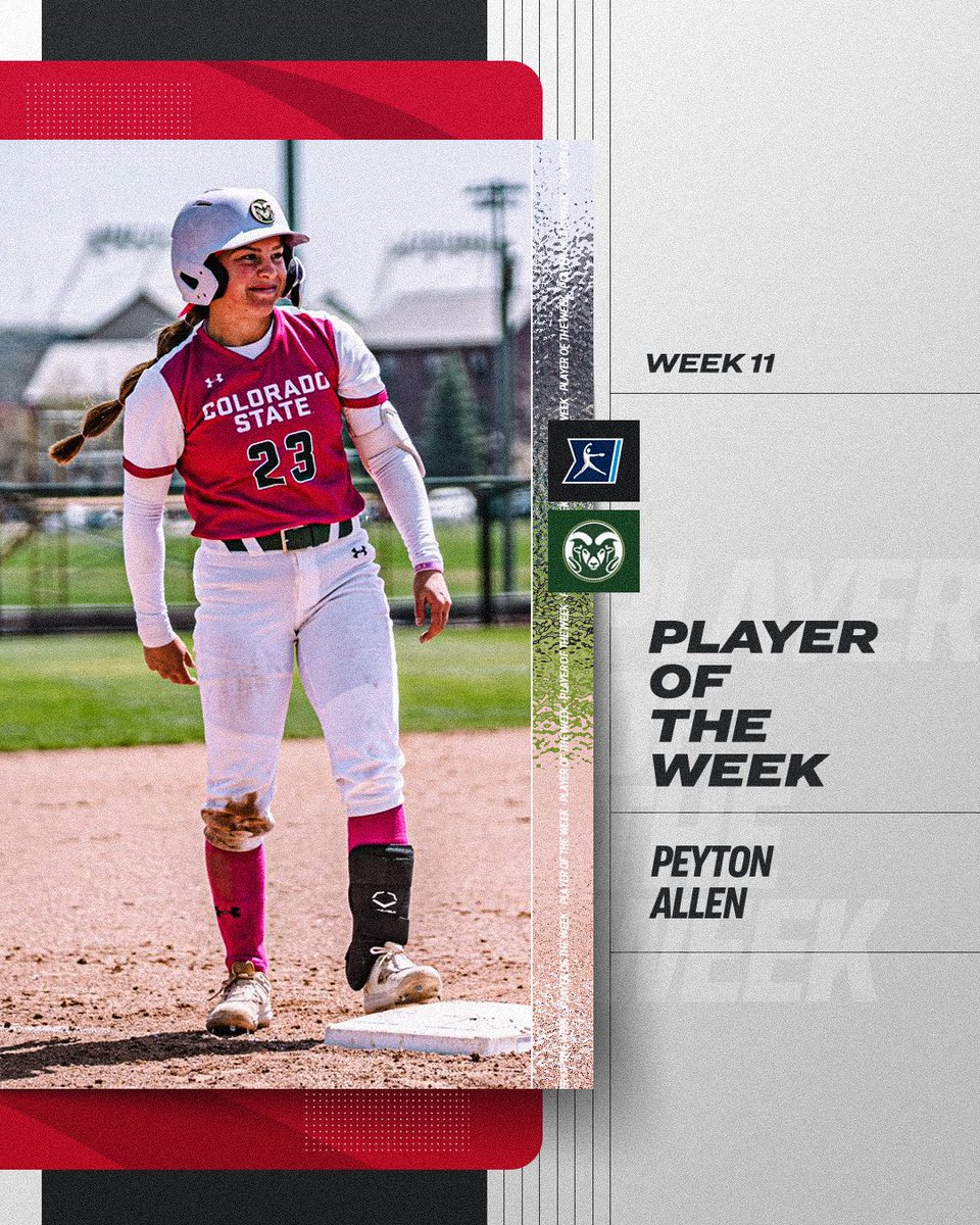 NCAASoftball's tweet image. This week’s Player of the Week is @peyt_allen of @CSUSoftball!

@michellachester breaks down her Player of the Week from Week 11. Who is yours? 🤔

#NCAASoftball