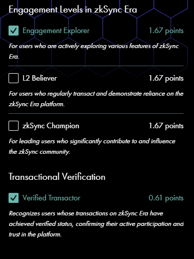 Just updated my <a href="/gitcoinpassport/">Human Passport</a> &amp; the new <a href="/zksync/">ZKsync</a> stamp.

I have been a user for close to 14 months now &amp; have over 700 transactions &amp; have purchased a NFT in almost every zksync NFT project &amp; added liquidity on <a href="/syncswap/">SyncSwap (((+)))</a> <a href="/zkSwap_finance/">zkSwap Finance</a> <a href="/koi_finance/">Koi Finance (∎, ∆)</a> &amp; lent Ethereum &amp; USDC on