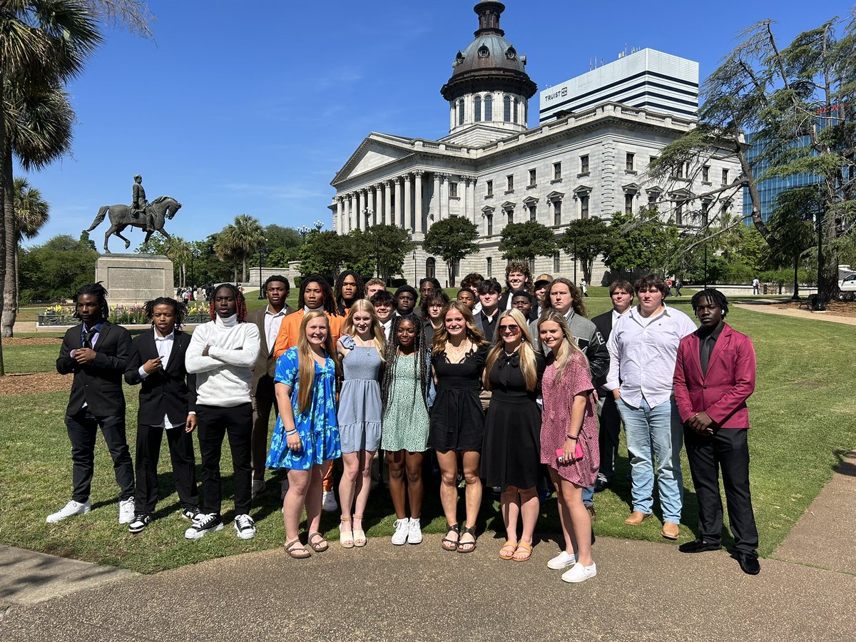 What a great day at the State House celebrating these outstanding Athletes!  Our male and female strength teams and State Champions were recognized on the Senate floor today!  Such a great experience!  Huge S/O to @FanningforSC for his hospitality!  
#StateChamps #CougarStrong