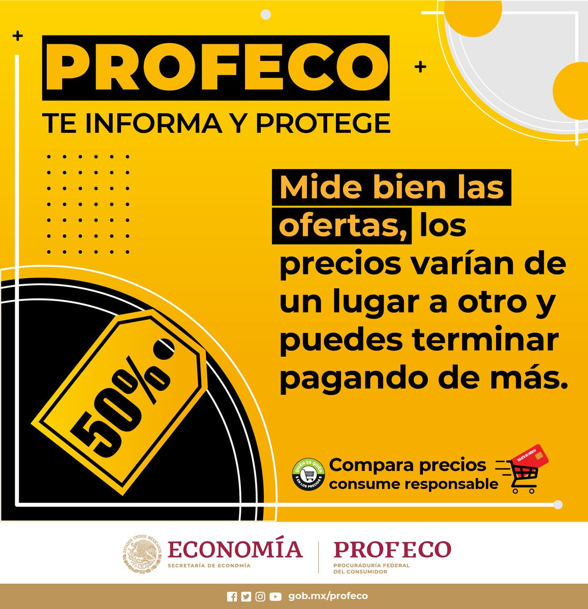 👀 ¡Ojo con las ofertas y promociones! 🛍️ Antes de comprar algún producto te recomendamos comparar en varios establecimientos el mismo producto para que realmente elijas el de mejor precio. ¡Infórmate y cuida tu economía!