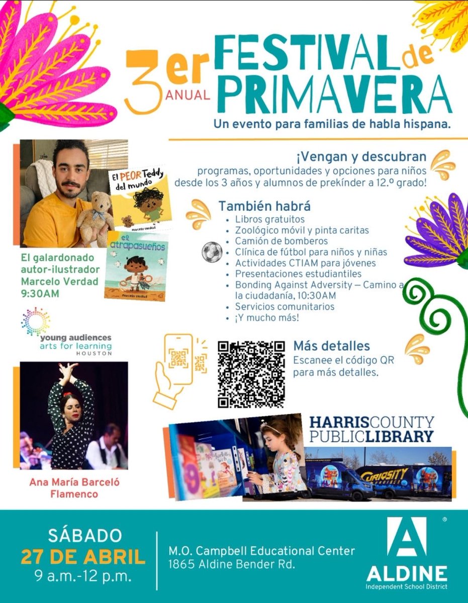 📢🚨 alert, alert 🚨📢 4 more days, 4 more days para El Festival De Primavera. Please share, share, and share with Las Familias de Aldine #ElDepartamento #PLA @AldineISD @drgoffney @DrFavy @Aldine_Bil_ESL @delgadong94 @MariaRe53304919 @Nelidam89433157 @EscalonEda @KarenEBurdick