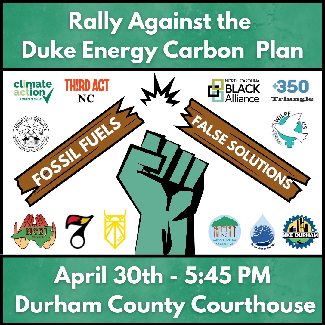 climateactionnc's tweet photo. Join our rally to tell Duke Energy that there is no more time for false solutions!

Sign up &amp; learn more: https://t.co/29iTgAU9qC

📆 Tuesday, April 30

⏰ 5:45 PM - Public Rally | 7:00 PM - Public Hearing

📍 Durham County Courthouse

#NoMoreFalseSolutions https://t.co/2MNdRL0011