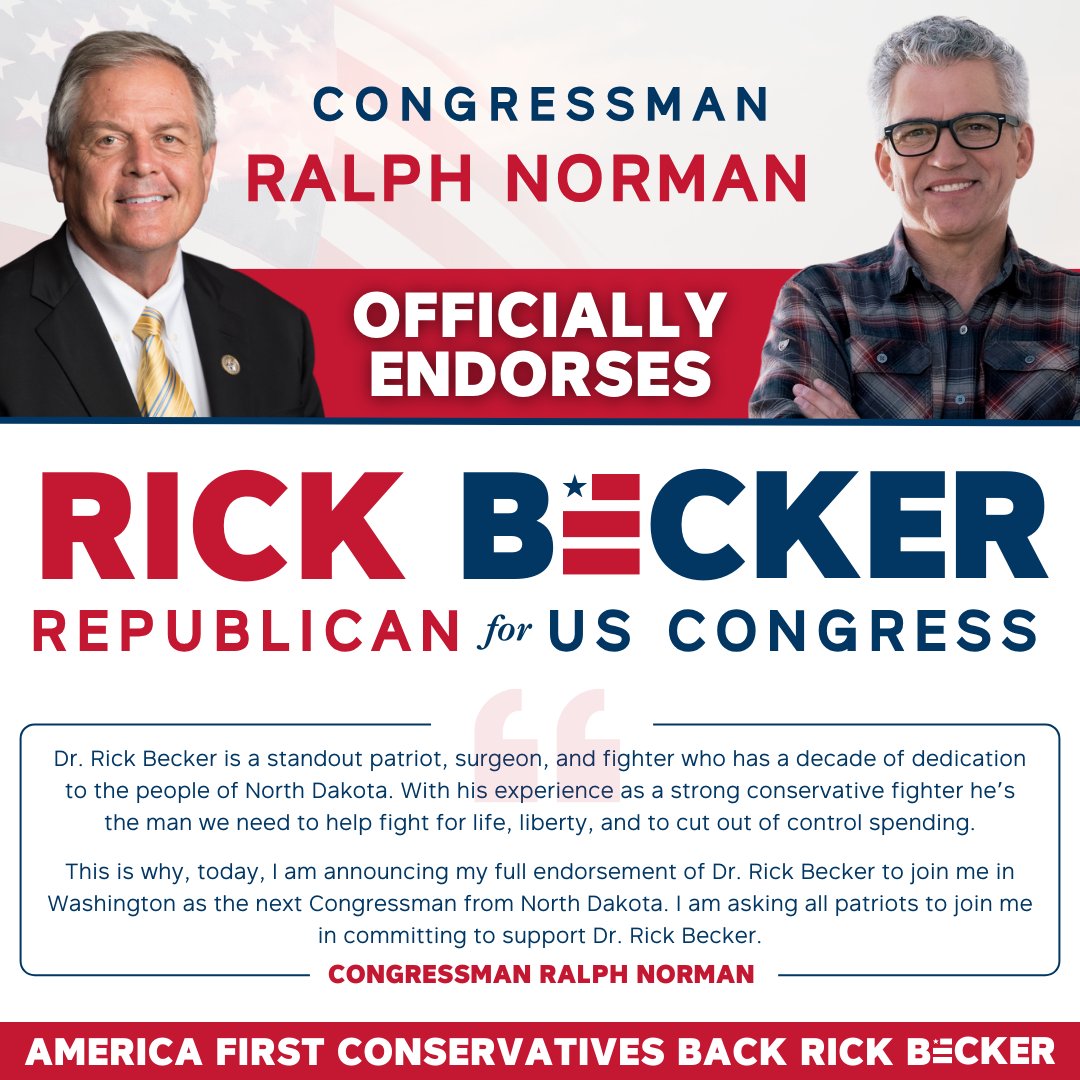 📢📢📢ENDORSEMENT ALERT Thank you Congressman Ralph Norman! @RalphNorman Join our campaign: RickBecker2024.com