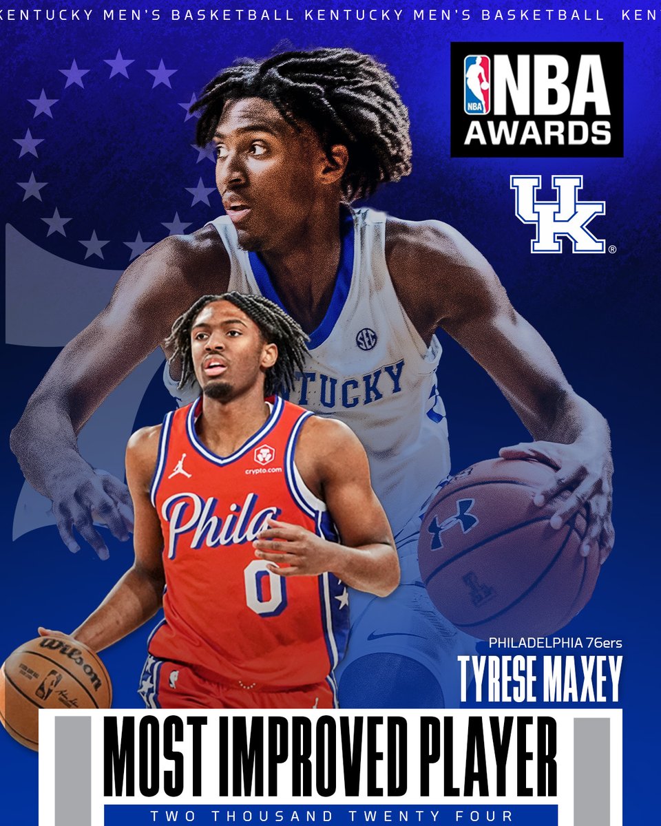Wildcat @TyreseMaxey has won the George Mikan Trophy, 2023-24 Kia @NBA Most Improved Player. 📰🔗 tinyurl.com/bd2jnstk