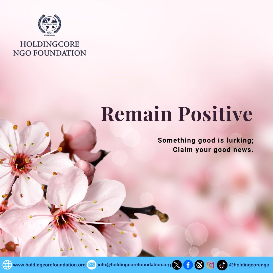 Be Positive, Remain Positive. Let your mindset attract the good things you desire.

#positivethinking 
#mindset 
 #HoldingcoreNGOFoundation