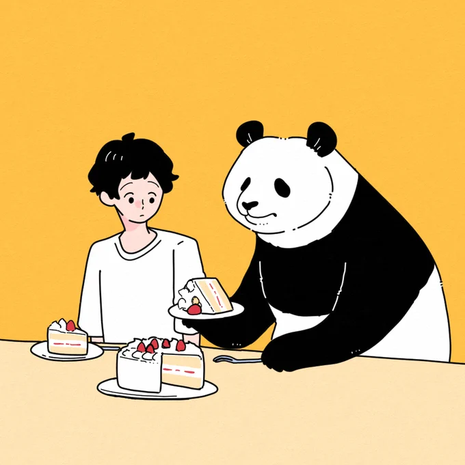 #今日のパンダケーキ横に倒れちゃって…パンダ。 