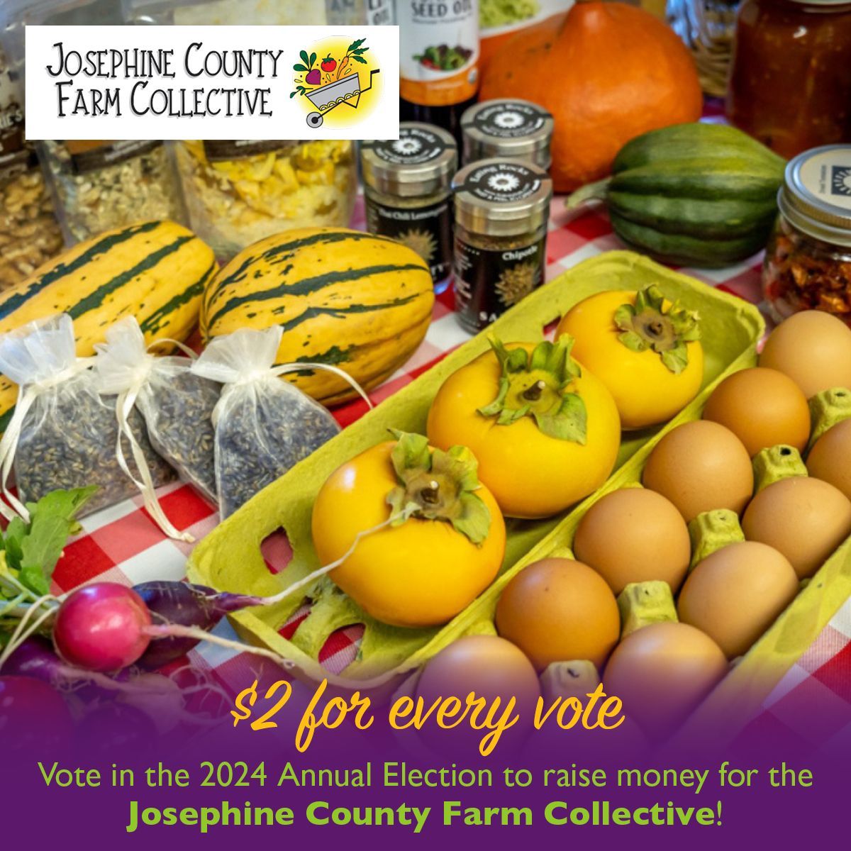 Owners: it's time to vote in the #AnnualElection!🗳️ For each ballot cast, MFC will donate $2 to #JosephineCountyFarmCollective. #Vote on candidates for the Board of Directors and the 2025 Positive Change program. #medfordfoodcoop #eatbuylovelocal