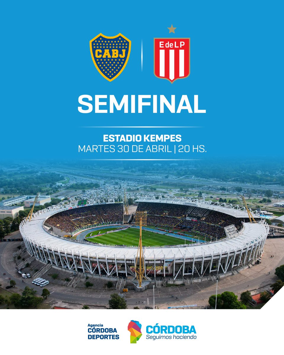 ¡La semi de la Copa de la Liga se juega en Córdoba! 🏟️ Boca y Estudiantes se enfrentarán el próximo martes 30 de abril en el estadio Mario Alberto Kempes, para determinar uno de los finalistas del torneo argentino.