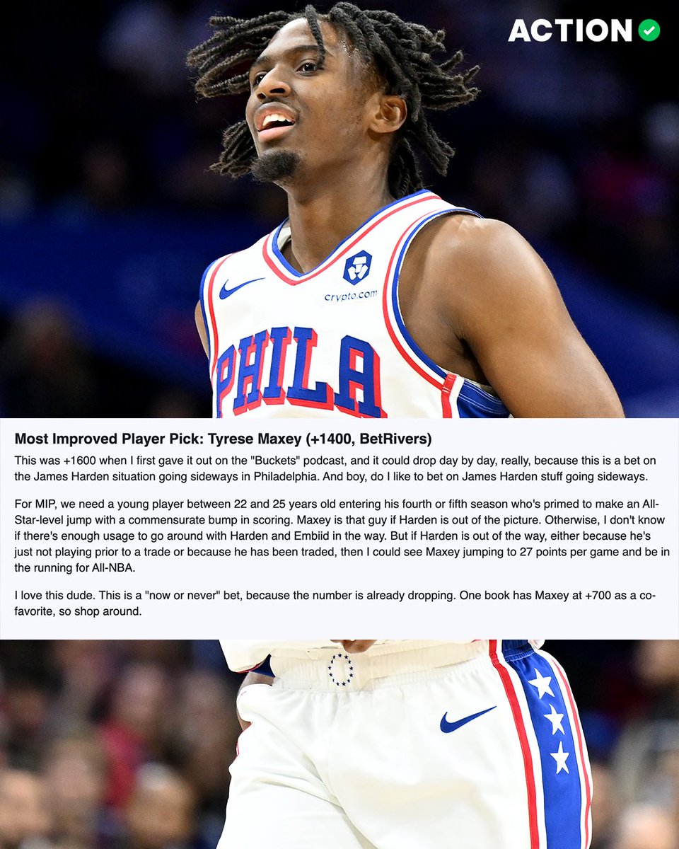 .@wheatonbrando nails his preseason prediction on Tyrese Maxey to win Most Improved Player🔮