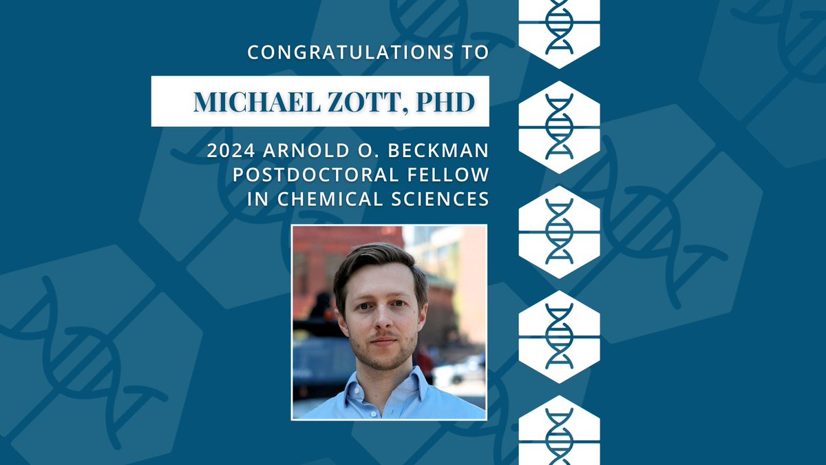 Congratulations to 2024 Arnold O. Beckman Postdoctoral Fellow in Chemical Sciences, Michael Zott, PhD! @penn @uofpenn ow.ly/JMre50RmoF4 
#aobpostdoc #beckmanfoundation #awardees #fellows #grants #support #chemicalsciences #chemtwitter