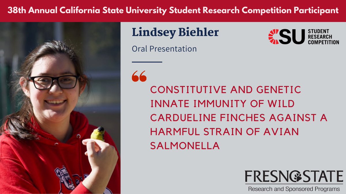 fresnostateRSP's tweet image. It’s that time again ⏰ to highlight participants in the Statewide Student Research Competition! ✨ Kudos to Lindsey Biehler 🌟 prepared to present @CalPoly SLO! Championing: @Fresno_State @CSMfresno @FresnoBiology #research #GoDogs 🐾