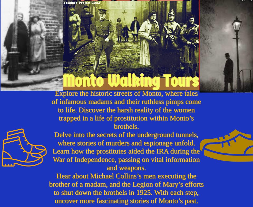 Monto Walking Tour On this Saturday 27th April 2024 Meet (2pm) outside the Spar Shop on the lower end of Talbot Street, right facing Connolly Train Station. Tour 2 hours: Cost €10 (No booking required)