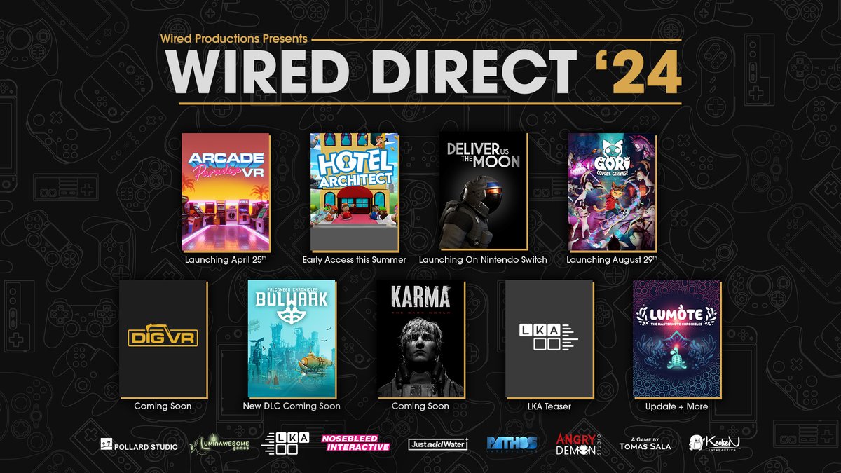 WiredP's tweet image. What a night!

Thank you to all who joined us, but also a massive congratulations to our wonderful family of developers - look at what we packed into our evening together!

😼 Gori: Cuddly Carnage
🧠 Karma: The Dark World
👨‍🚀 Deliver Us The Moon
🏨 Hotel Architect
❤️ Safe In Our…