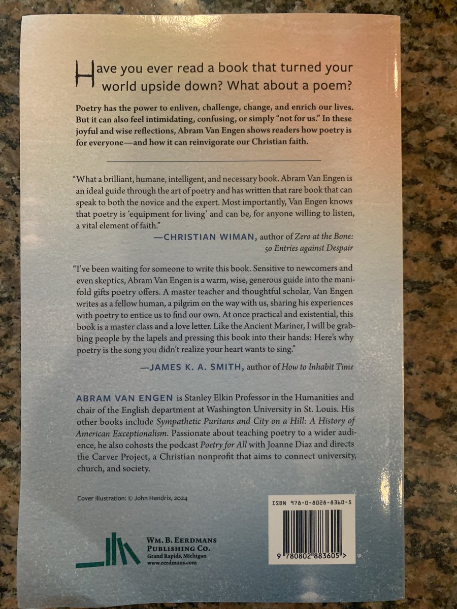 First copy of my new book from @eerdmansbooks! With cover by @hendrixart. Thank you to @james_ka_smith and Christian Wiman for these blurbs. And to @akasomeguy for the foreword. And for the other enrosements here: a.co/d/2GZU1lM