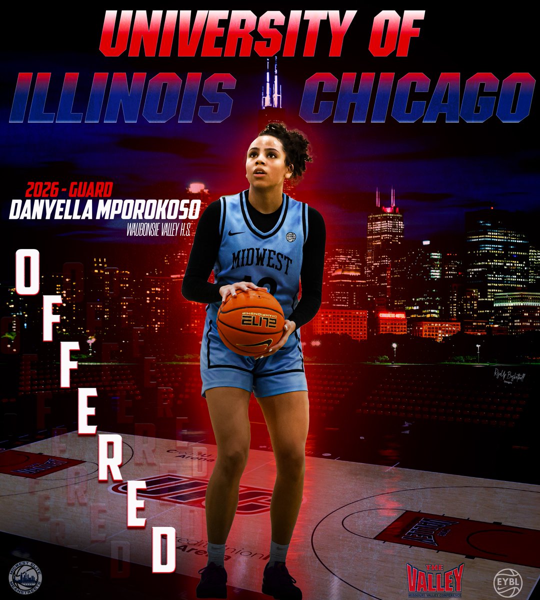 Congratulations to Danyella Mporokoso (<a href="/DanyellaMporok1/">Danyella Mporokoso</a>) on her scholarship offer from UIC WBB (<a href="/UIC_WBB/">UIC W. Basketball 🔥🏀</a>) and Coach Bracey (<a href="/Abracey40/">Ashleen Bracey</a>).

#MidwestEliteEYBL #EliteStreetsEYBL #D1Athlete #RisingStar #CollegeBound