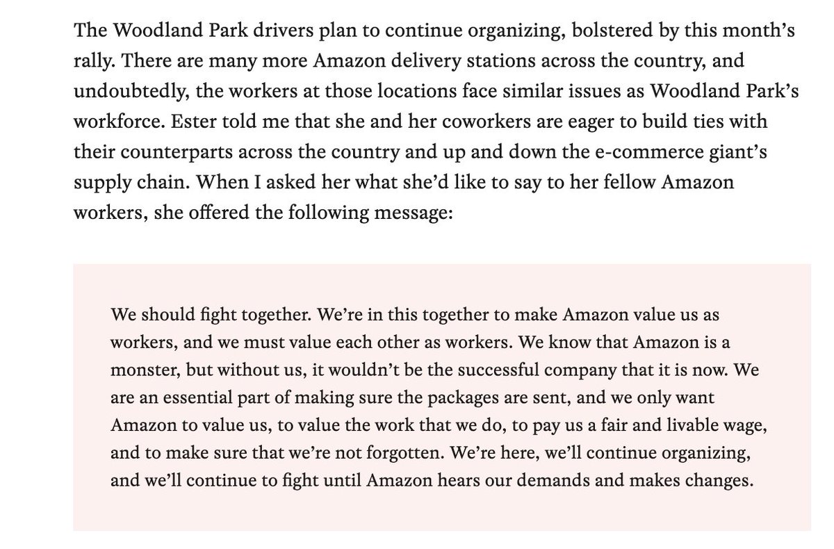 These drivers in Woodland Park, NJ have been organizing under extremely difficult conditions. One I spoke with had a message for her fellow Amazon workers: